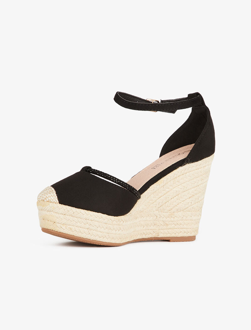 Compensées à lanière strassée - noir - 4