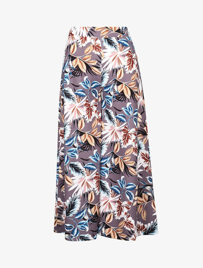 Jupe culotte à imprimés feuillages - gris foncé - 1