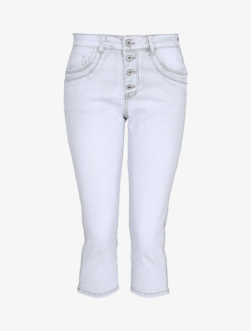 Pantacourt à bandes ornées de billes - gris clair - 3