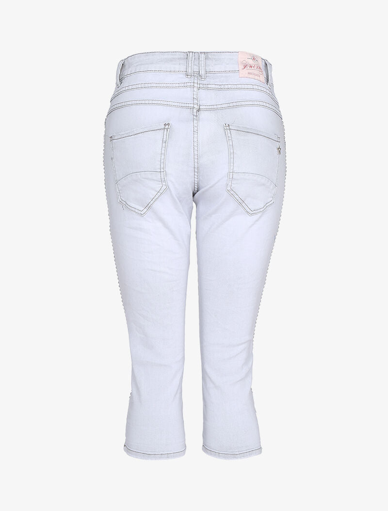 Pantacourt à bandes ornées de billes - gris clair - 4