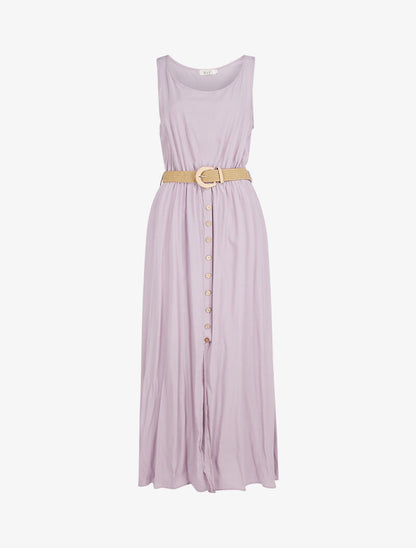 Robe longue à boutons décoratifs - lilas - 2
