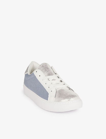 Sneakers effet osier tressé en suédine - bleu charrette - 2