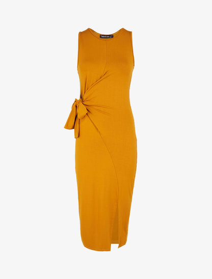 Robe à empiècements à nouer - jaune - 1