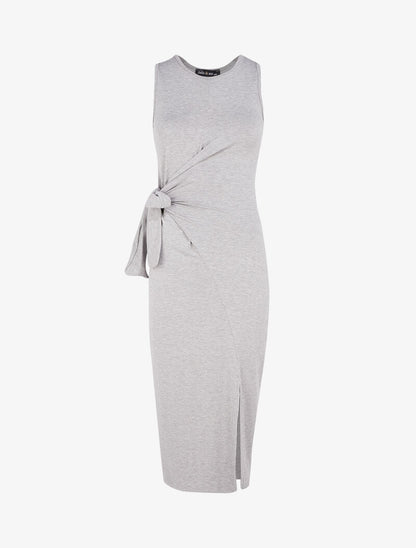 Robe à empiècements à nouer - gris clair - 4