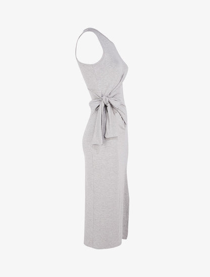 Robe à empiècements à nouer - gris clair - 3