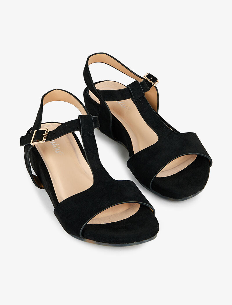 Sandales suédées à bride en T - noir - 5