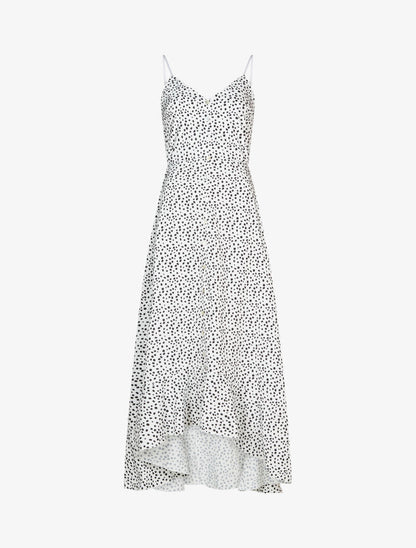 Robe à basque asymétrique imprimé à pois - blanc - 1