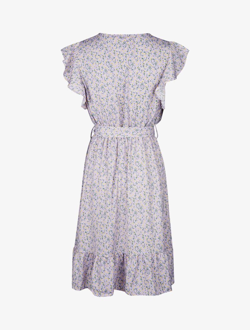 Robe patineuse à fleurs et volants - lilas - 2