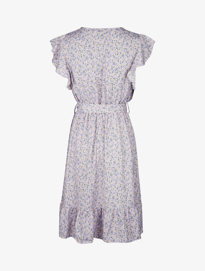 Robe patineuse à fleurs et volants - lilas - 2