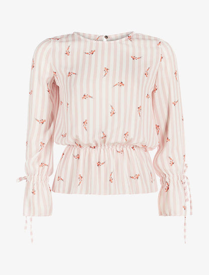 Blouse motifs carpes koï - rose - 1