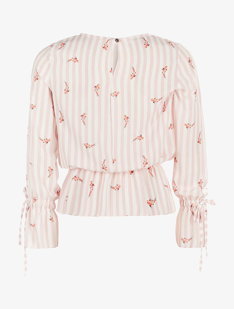 Blouse motifs carpes koï - rose - 2
