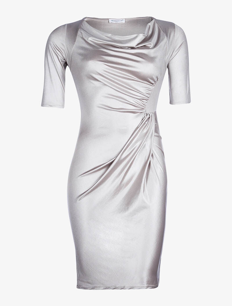 Robe côté froncé - beige - 3