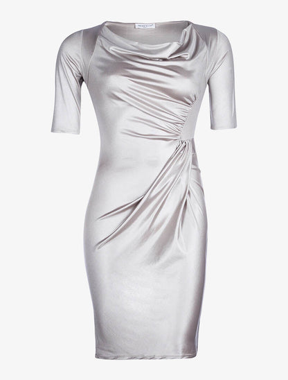 Robe côté froncé - beige - 3