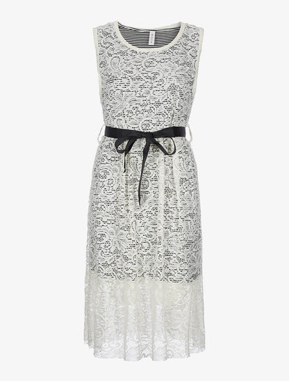Robe dentelle avec doublure - blanc - 1
