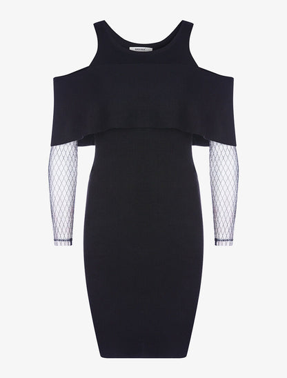 Robe-pull manches voile - noir - 1
