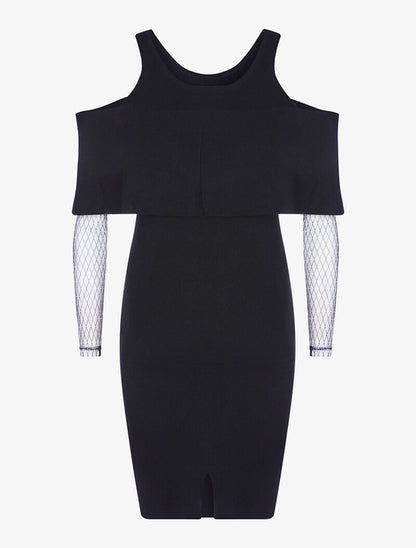 Robe-pull manches voile - noir - 2