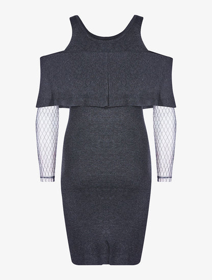 Robe-pull manches voile - gris foncé - 2