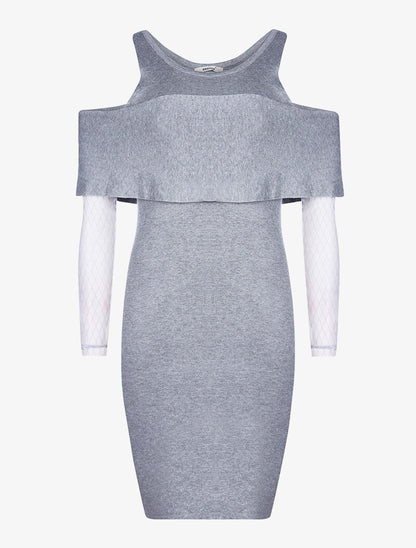 Robe-pull manches voile - gris - 3