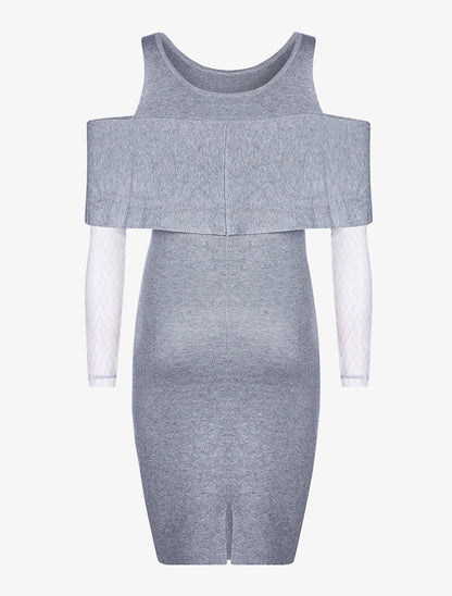 Robe-pull manches voile - gris - 2