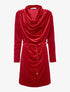 Robe velours pailletée col bénitier - rouge - 1
