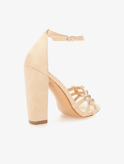 Peep-toes lanières à strass - beige - 4