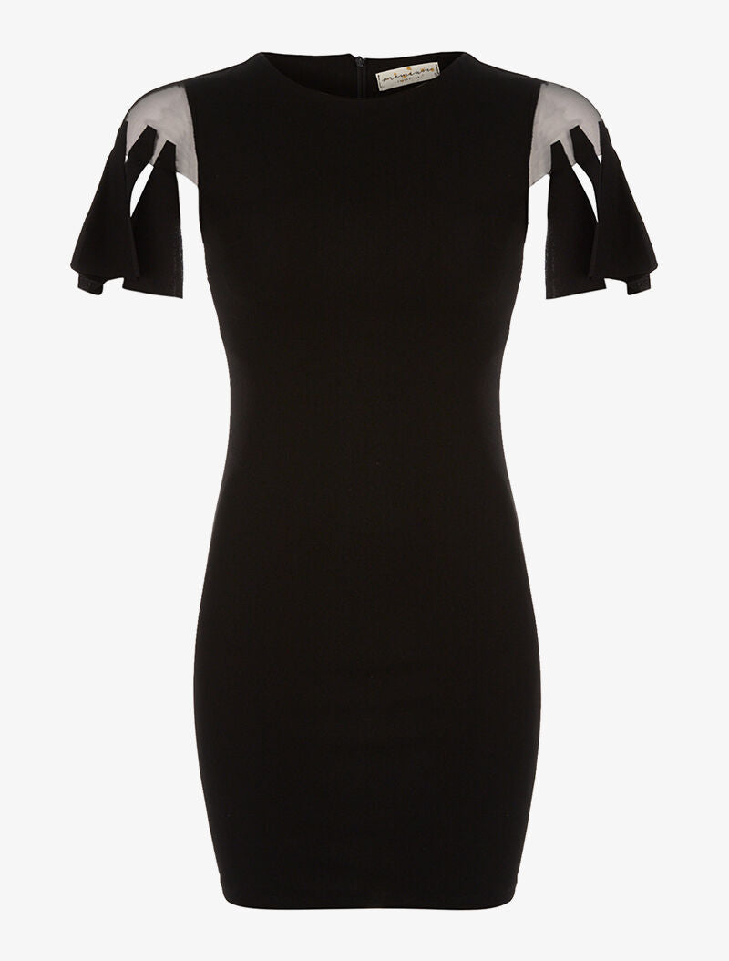 Robe manches à lamelles - noir - 1
