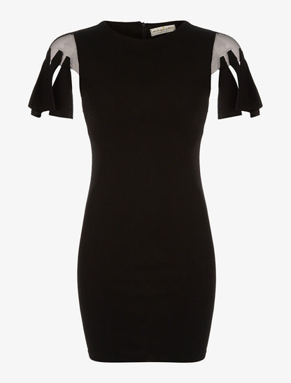 Robe manches à lamelles - noir - 1