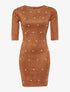 Robe daim à perles - marron - 1