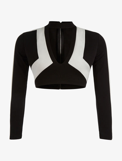 Crop-top graphique - noir/blanc - 1
