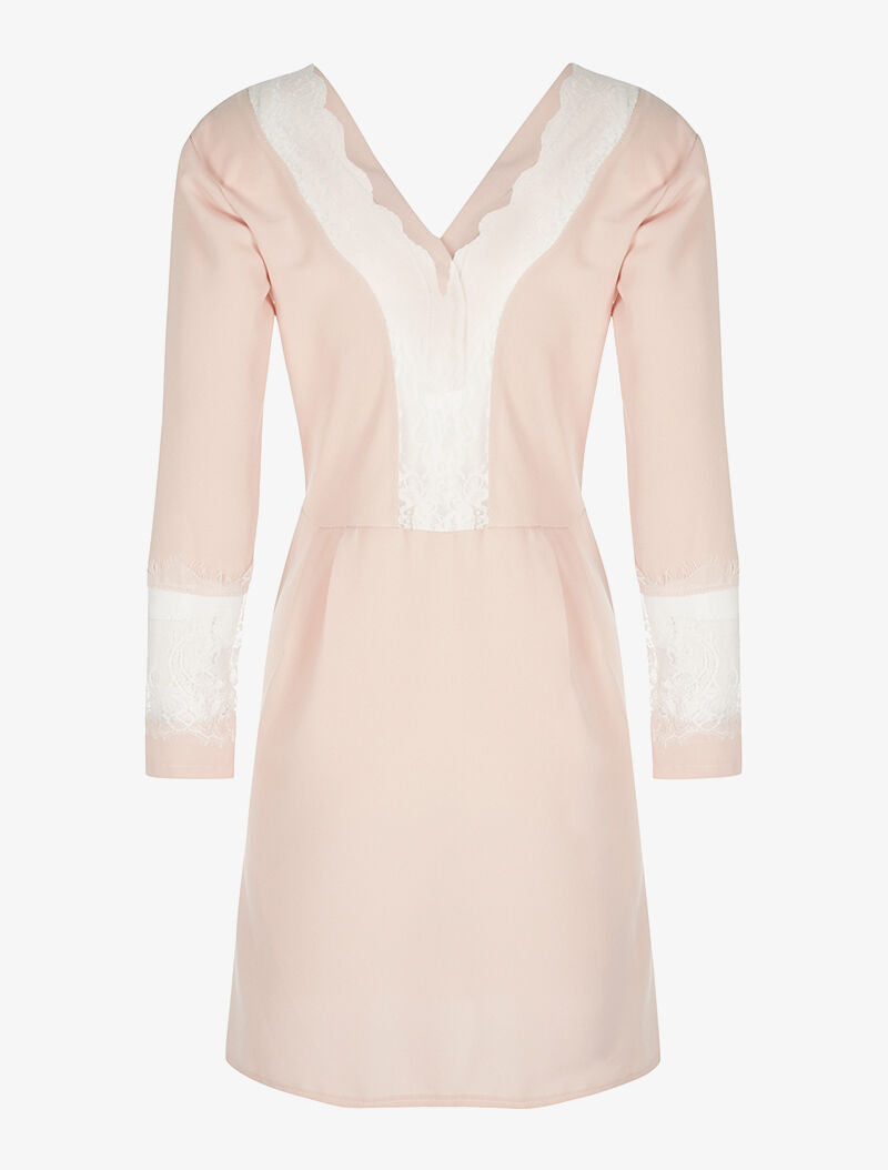 Robe fluide dos dentelle - rose - 2