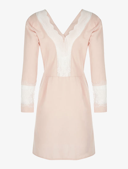 Robe fluide dos dentelle - rose - 2