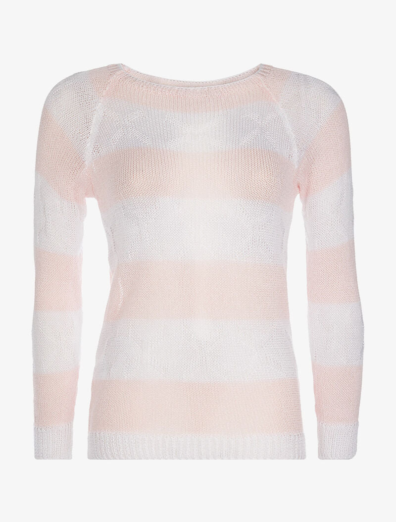 Pull maille à reliefs - rose - 1