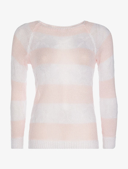 Pull maille à reliefs - rose - 1