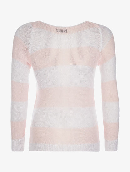 Pull maille à reliefs - rose - 2
