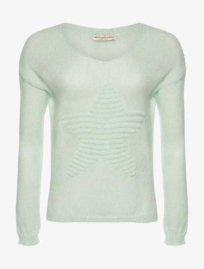Pull étoile en relief - vert d&