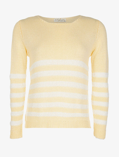 Pull rayures en maille large - jaune - 3