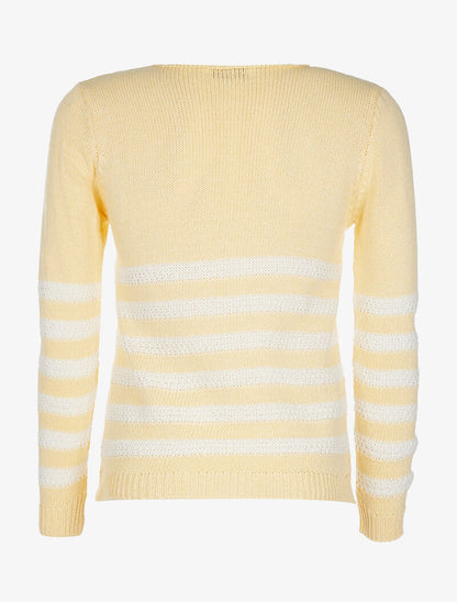 Pull rayures en maille large - jaune - 2