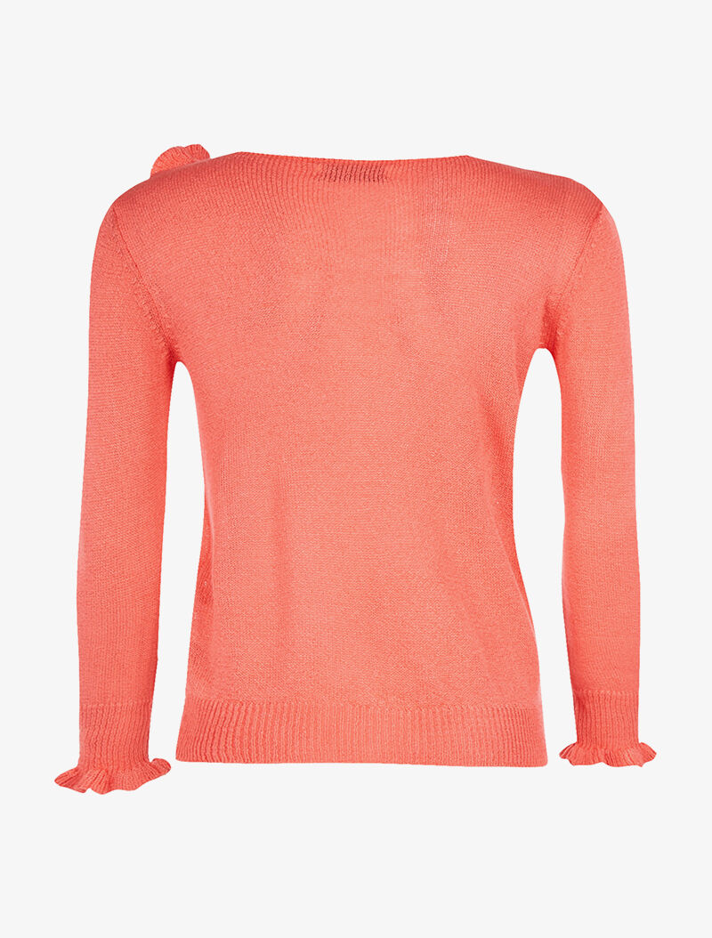 Pull à jabot en V - corail - 2