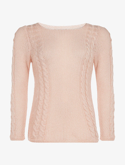 Pull côtés torsadés - rose - 3