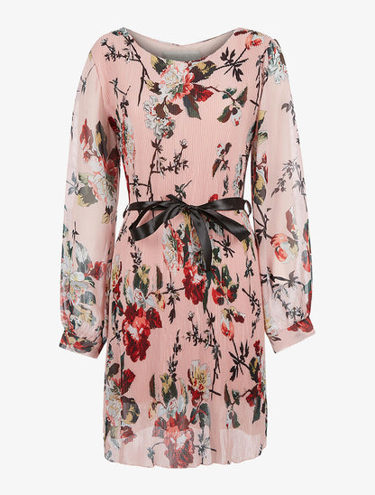 Robe plissée et imprimée - rose - 3