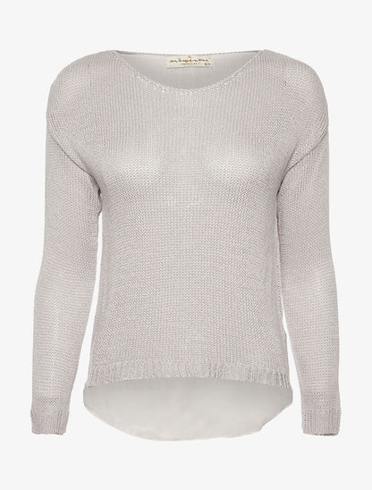 Pull dos ouvert à voile - gris - 3