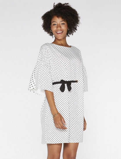 Robe ample à pois - blanc - 5