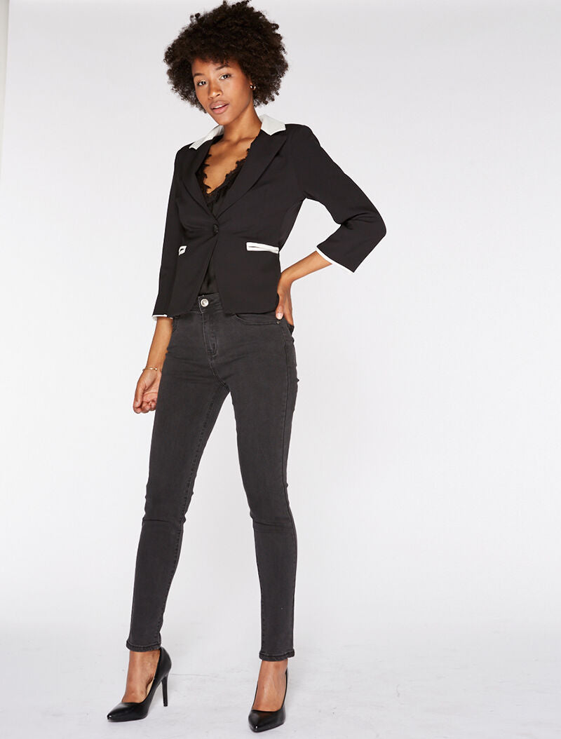 Veste bicolore - noir - 3