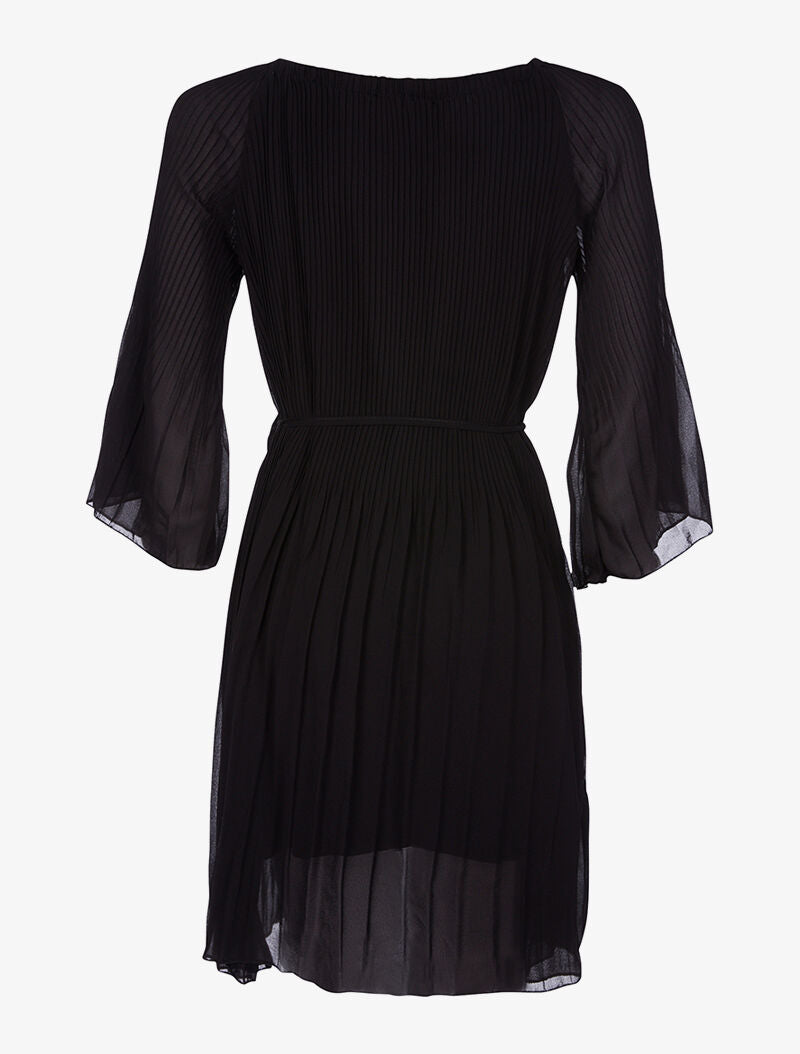 Robe plissée ceinturée - noir - 2