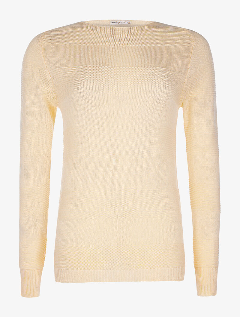 Pull bandes maille en relief - jaune - 1