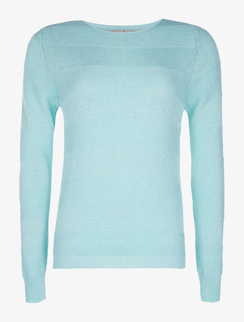 Pull bandes maille en relief - bleu - 3