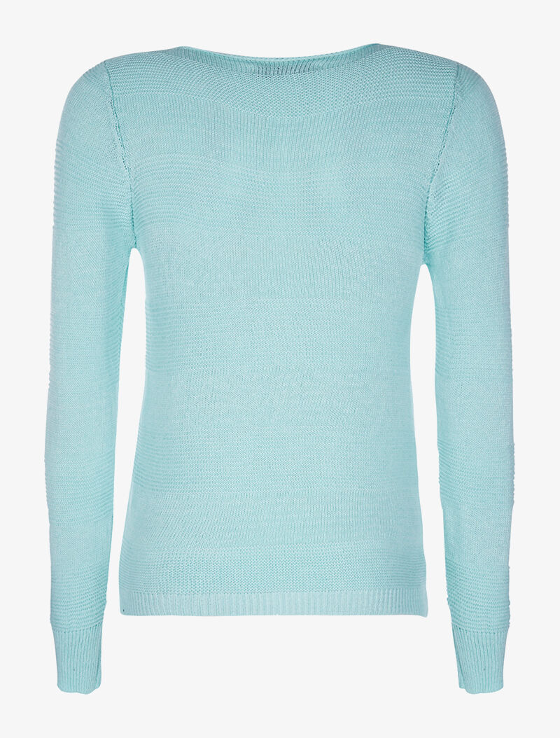 Pull bandes maille en relief - bleu - 2