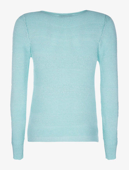 Pull bandes maille en relief - bleu - 2