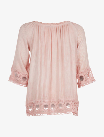 Blouse ample plis délavés - rose - 2