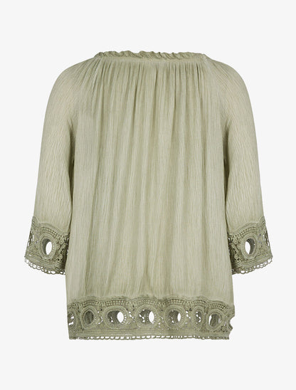 Blouse ample plis délavés - vert - 2